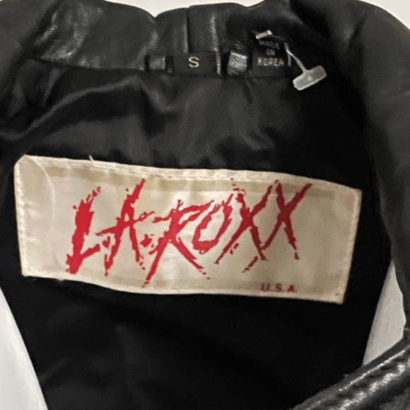 Motorcycle Jacket Black Leather with Zippers by LA ROXX Vintage Boutique Rare - Picture 10 of 10